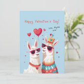 Kleurrijke Llama Kinder Classroom Valentijnsdag Kaart (Staand voorkant)