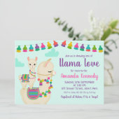 Kleurrijke Llama Love Baby shower Uitnodiging (Staand voorkant)