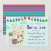 Kleurrijke Llama Love Baby shower Uitnodiging (Voorkant / Achterkant)