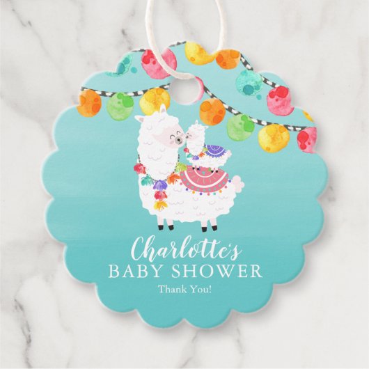 Kleurrijke Llama Mama Baby shower Favor Bedankjes Labels (Voorkant)