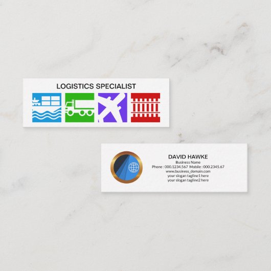 Kleurrijke logistiek overschrijven Motif Mini Visitekaartje (Voorkant / Achterkant)