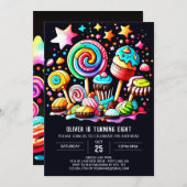 Kleurrijke Lollipop Wonderland Verjaardag Kaart (Voorkant / Achterkant)