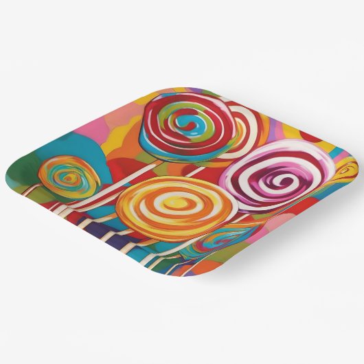 Kleurrijke lolly's papieren bordje (Gebogen)