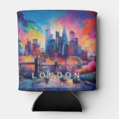 Kleurrijke Londen Skyline Abstracte kunst Blikjeskoeler (Achterkant)