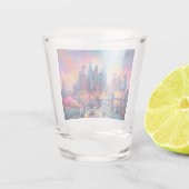 Kleurrijke Londen Skyline Abstracte kunst Shot Glas (Achterkant)