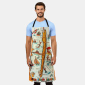 Kleurrijke Long Beach Island kaart Schort (Gedragen)