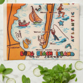 Kleurrijke Long Beach Island kaart Theedoek (Gevouwen)