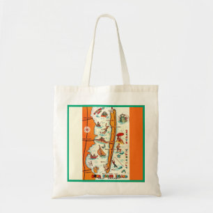 Kleurrijke Long Beach Island Kaart Tote Bag