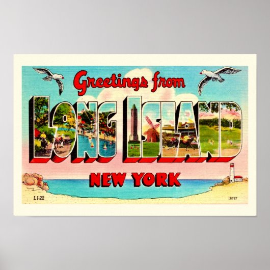 Kleurrijke Long Island ansichtkaart print (Voorkant)
