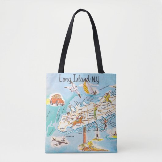 Kleurrijke Long Island NY Tote Bag (Voorkant)