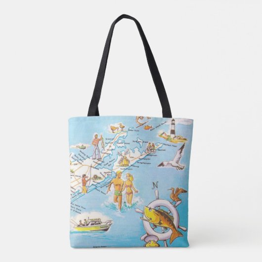 Kleurrijke Long Island NY Tote Bag (Achterkant)