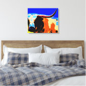 Kleurrijke Longhorn Canvas Afdruk (Insitu (Slaapkamer))
