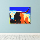 Kleurrijke Longhorn Canvas Afdruk (Insitu (Houten vloer))