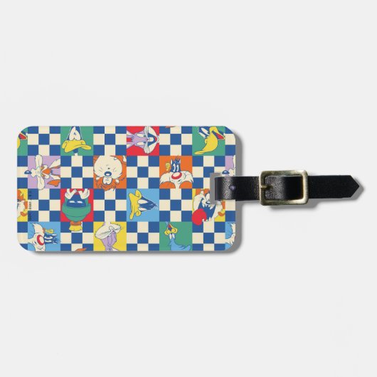 Kleurrijke LOONEY TUNES™ Checker Toss Pattern Bagagelabel (Voorkant horizontaal)