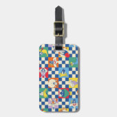 Kleurrijke LOONEY TUNES™ Checker Toss Pattern Bagagelabel (Voorkant verticaal)
