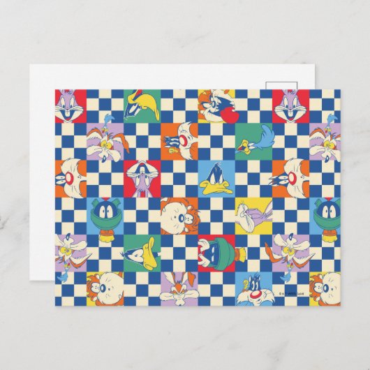 Kleurrijke LOONEY TUNES™ Checker Toss Pattern Briefkaart (Voorkant / Achterkant)