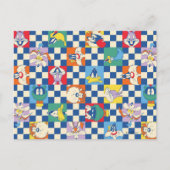 Kleurrijke LOONEY TUNES™ Checker Toss Pattern Briefkaart (Voorkant)