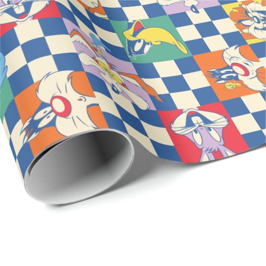Kleurrijke LOONEY TUNES™ Checker Toss Pattern Cadeaupapier (Rol Hoek)