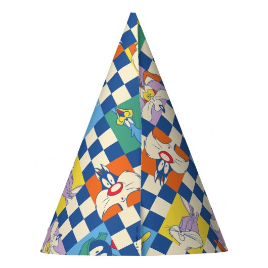 Kleurrijke LOONEY TUNES™ Checker Toss Pattern Feesthoedjes (Achterkant)