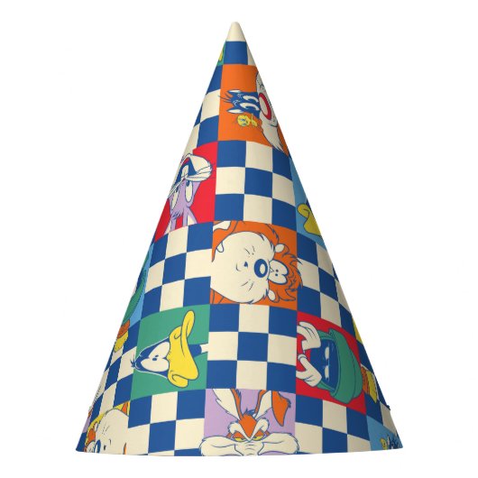Kleurrijke LOONEY TUNES™ Checker Toss Pattern Feesthoedjes (Voorkant)