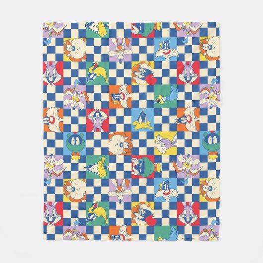 Kleurrijke LOONEY TUNES™ Checker Toss Pattern Fleece Deken (Voorkant)