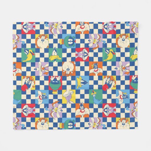 Kleurrijke LOONEY TUNES™ Checker Toss Pattern Fleece Deken (Voorkant (Horizontaal))