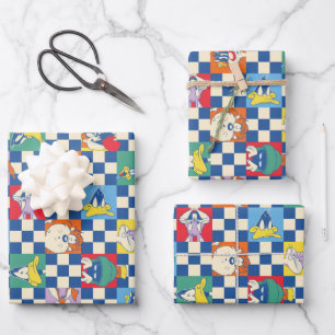 Kleurrijke LOONEY TUNES™ Checker Toss Pattern Inpakpapier Vel