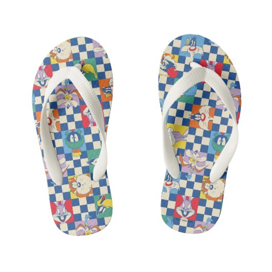 Kleurrijke LOONEY TUNES™ Checker Toss Pattern Kinder Teenslippers (Voetbed)