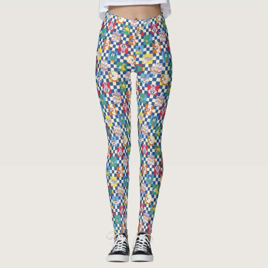 Kleurrijke LOONEY TUNES™ Checker Toss Pattern Leggings (Voorkant)