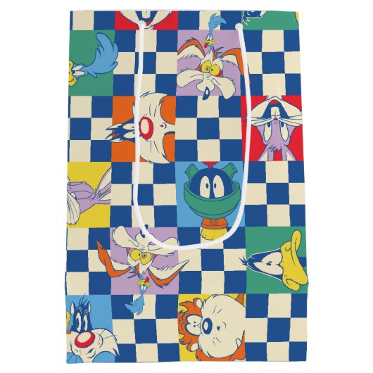 Kleurrijke LOONEY TUNES™ Checker Toss Pattern Medium Cadeauzakje (Achterkant)
