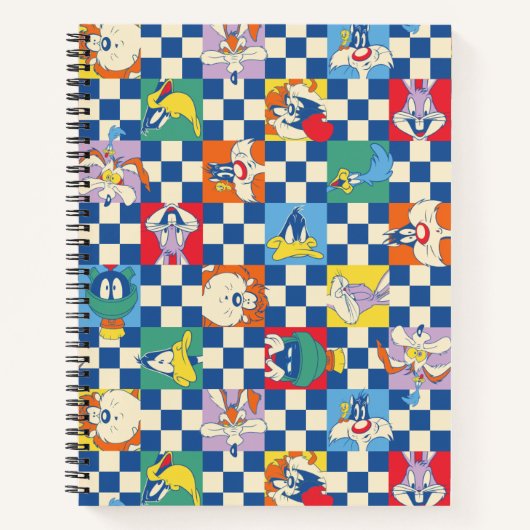Kleurrijke LOONEY TUNES™ Checker Toss Pattern Notitieboek (Voorkant)