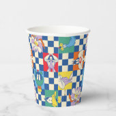 Kleurrijke LOONEY TUNES™ Checker Toss Pattern Papieren Bekers (Rechts)