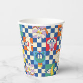 Kleurrijke LOONEY TUNES™ Checker Toss Pattern Papieren Bekers (Voorkant)