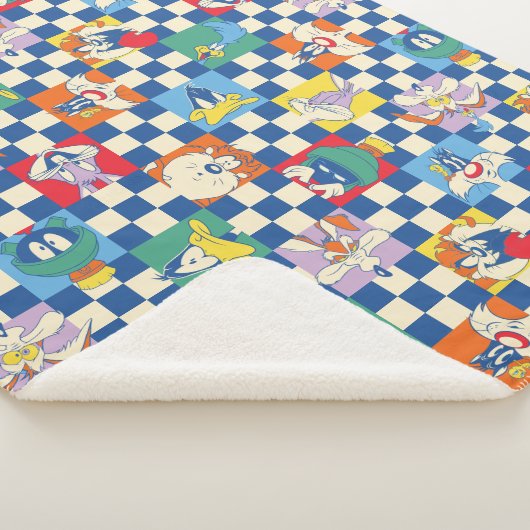Kleurrijke LOONEY TUNES™ Checker Toss Pattern Sherpa Deken (3/4)