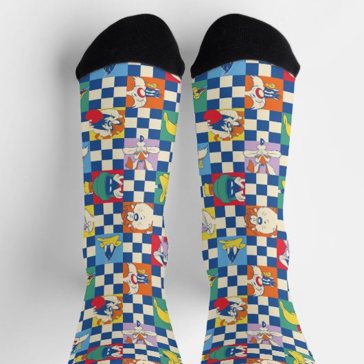 Kleurrijke LOONEY TUNES™ Checker Toss Pattern Sokken (Top)