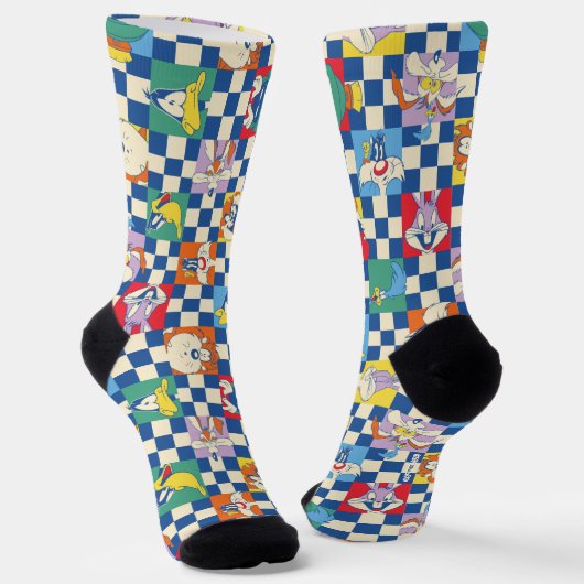 Kleurrijke LOONEY TUNES™ Checker Toss Pattern Sokken (Gebogen)