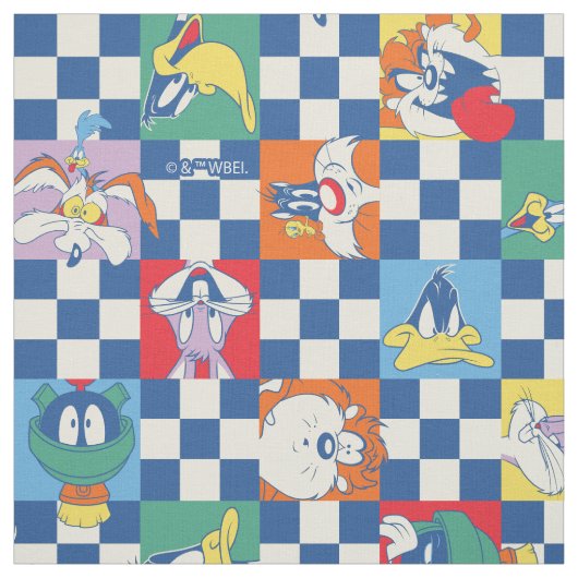 Kleurrijke LOONEY TUNES™ Checker Toss Pattern Stof (Swatch)