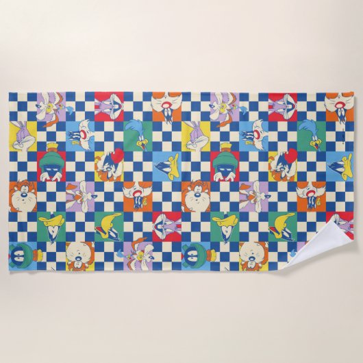 Kleurrijke LOONEY TUNES™ Checker Toss Pattern Strandlaken (Voorkant)