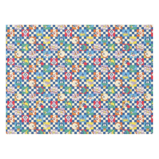 Kleurrijke LOONEY TUNES™ Checker Toss Pattern Tafelkleed (Voorkant (Horizontaal))