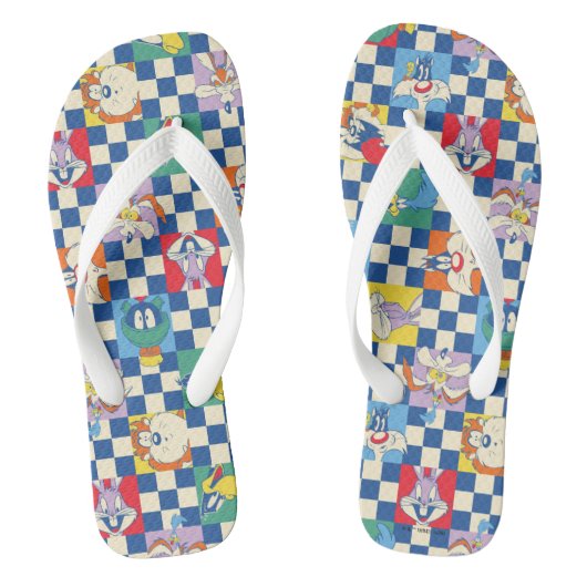 Kleurrijke LOONEY TUNES™ Checker Toss Pattern Teenslippers (Voetbed)