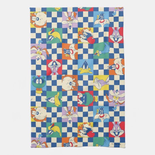 Kleurrijke LOONEY TUNES™ Checker Toss Pattern Theedoek (Verticaal)