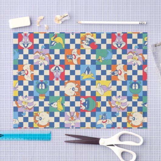 Kleurrijke LOONEY TUNES™ Checker Toss Pattern Tissuepapier (Craft)