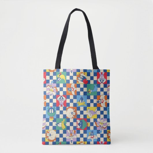 Kleurrijke LOONEY TUNES™ Checker Toss Pattern Tote Bag (Voorkant)