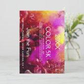 Kleurrijke lopers 5K evenement uitnodigingen. Kaart (Staand voorkant)