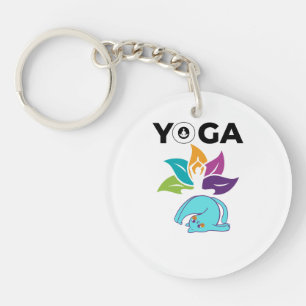 Kleurrijke Lotus Balans met Vrouwelijke Yoga Vibes Sleutelhanger