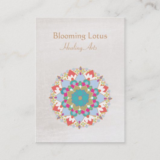 Kleurrijke Lotus Bloem Mandala Healing Arts Visitekaartje (Voorkant)
