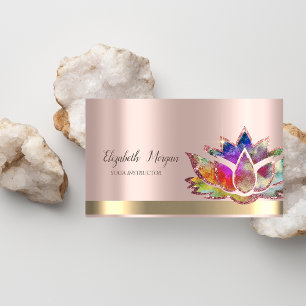 Kleurrijke Lotus Bloem Roze Goud Yoga Instructrice Visitekaartje