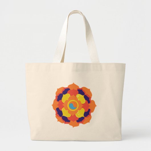 Kleurrijke Lotus Bloem Yin & Yang Mandala Grote Tote Bag (Voorkant)