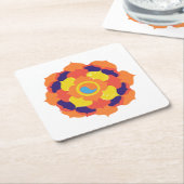 Kleurrijke Lotus Bloem Yin & Yang Mandala Kartonnen Onderzetters (Schuin)