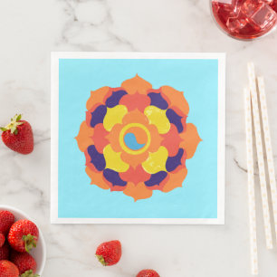 Kleurrijke Lotus Bloem Yin & Yang Mandala Servet